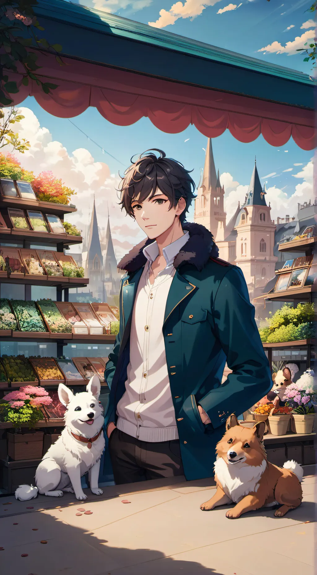 ai character: The card sellerone background