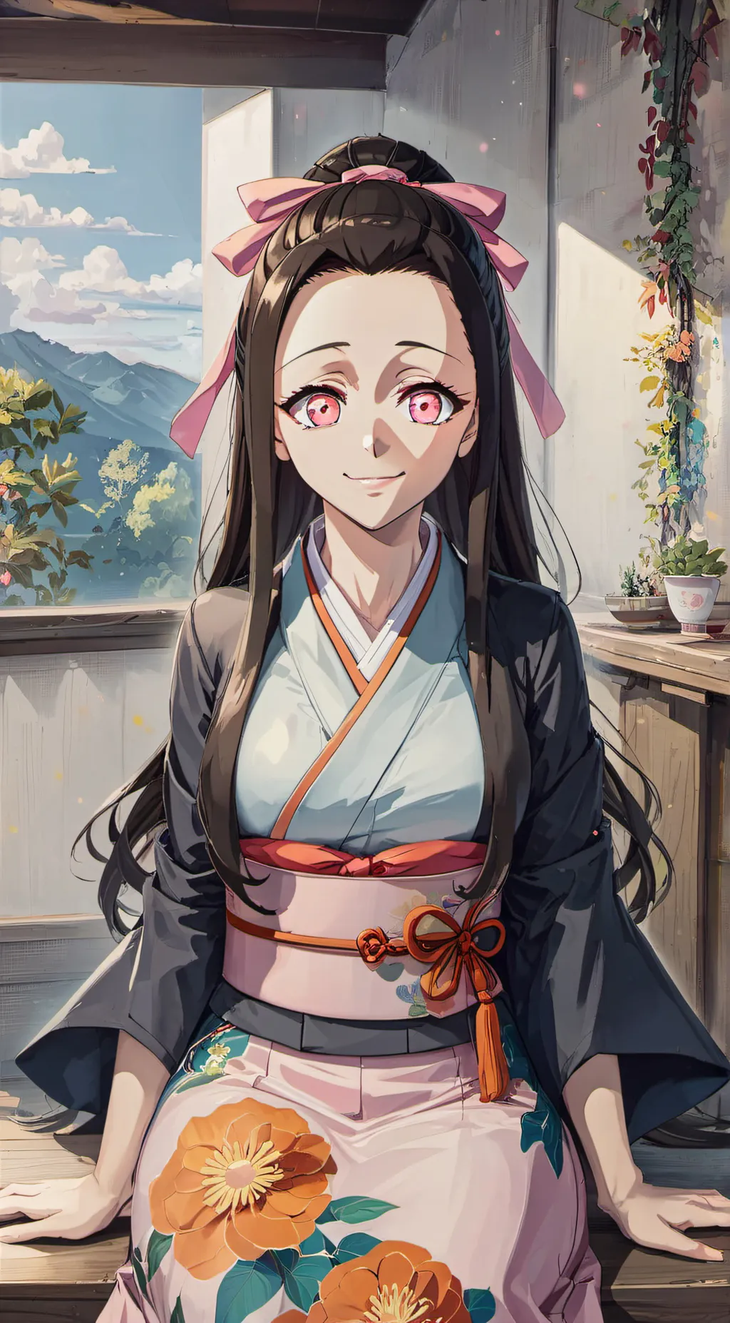 ai character: Nezuko (Human) background