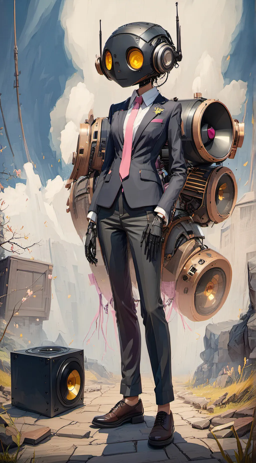 ai character: speaker woman  background