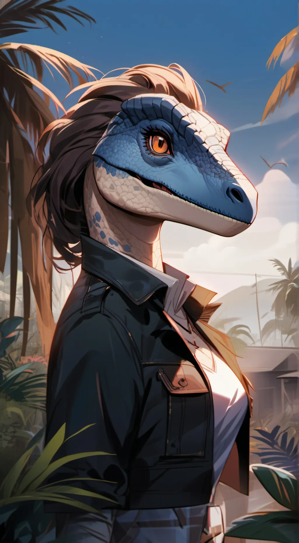 ai character: Blue background