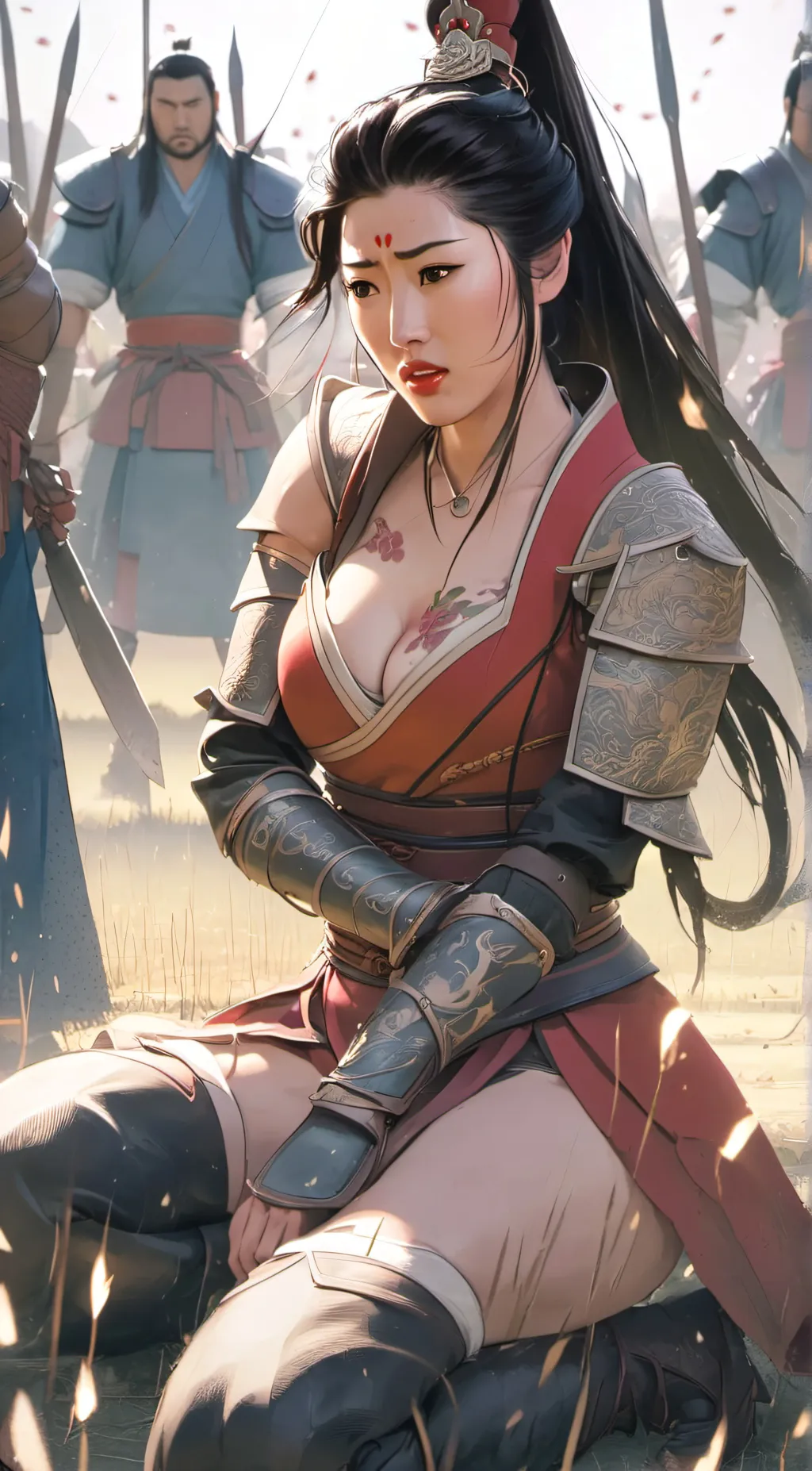 ai character: Mulan Flower木兰 background