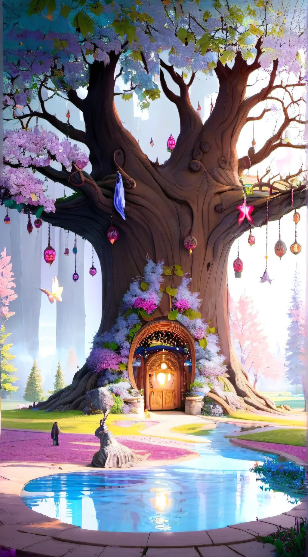 ai character: wishing tree background