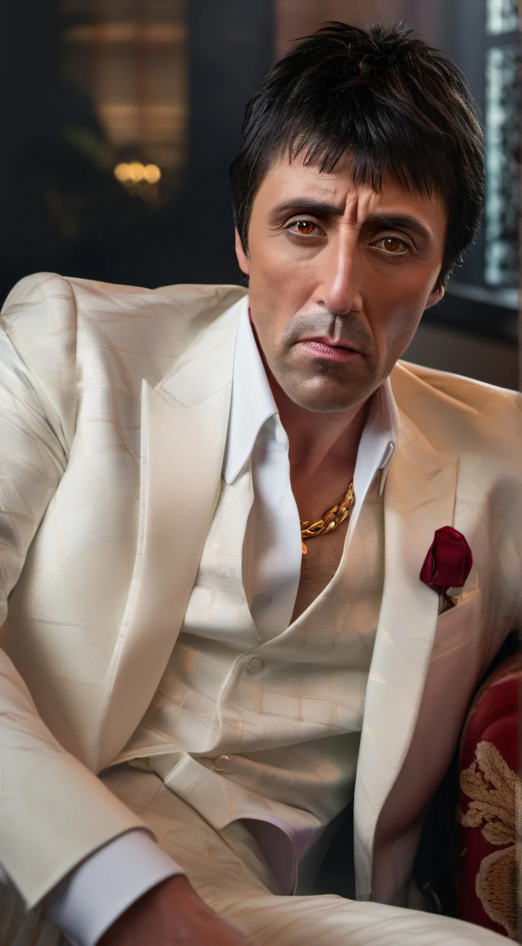 ai character: Tony Montana background