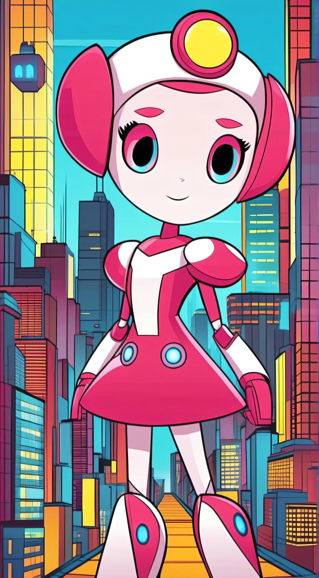 ai character: Robot girl  background