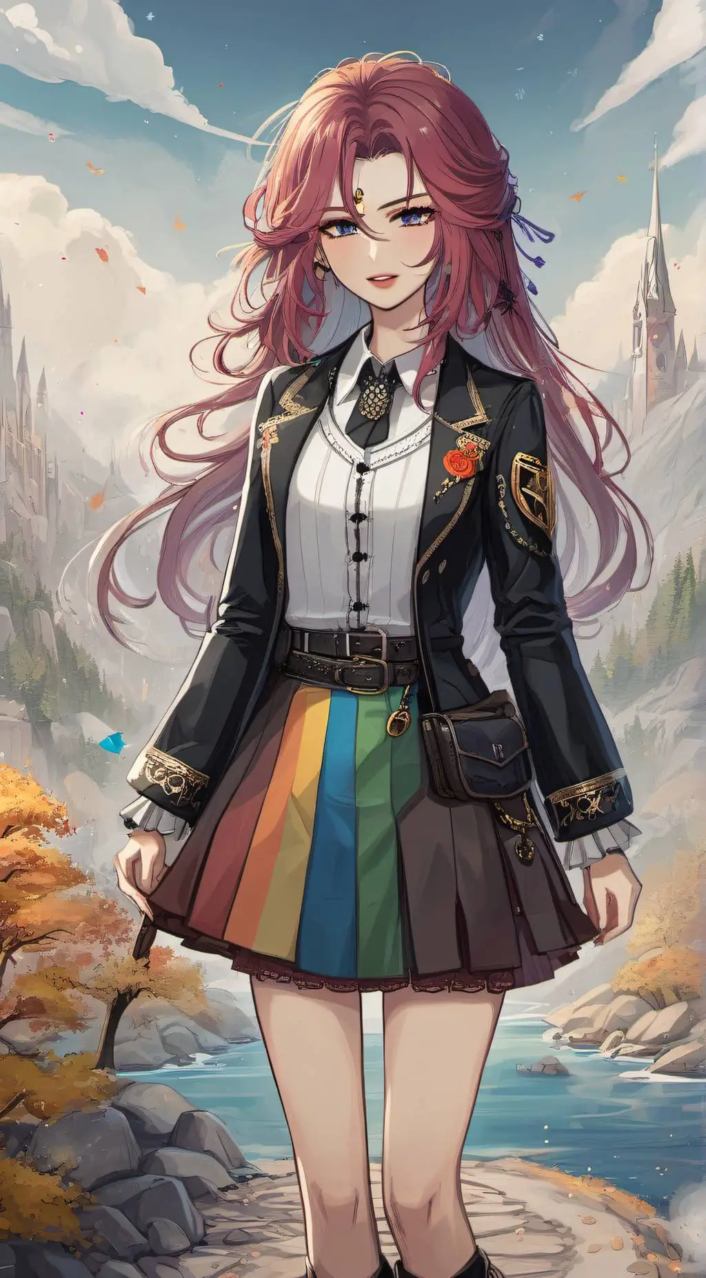 ai character: Autumn Red background