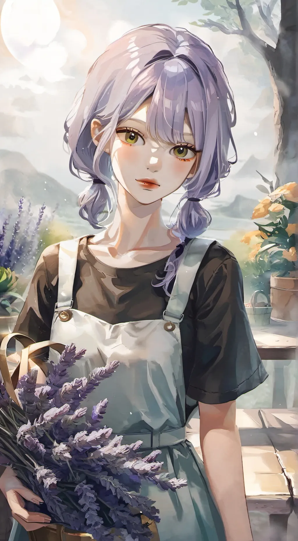 ai character: Violet  background