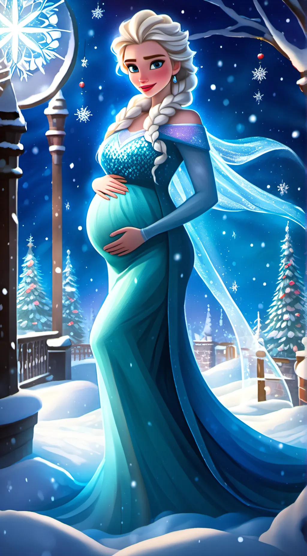 ai character: pregnant Elsa background