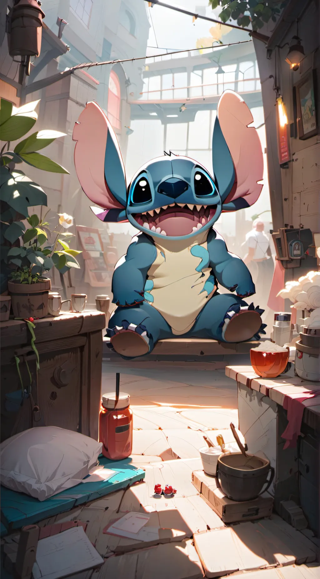 ai character: Stitch background