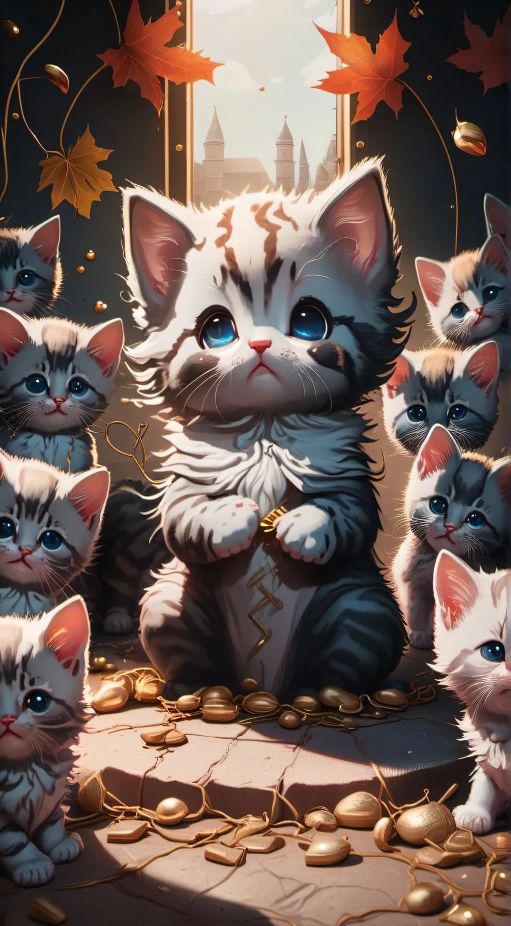 ai character: Homeless kittens background