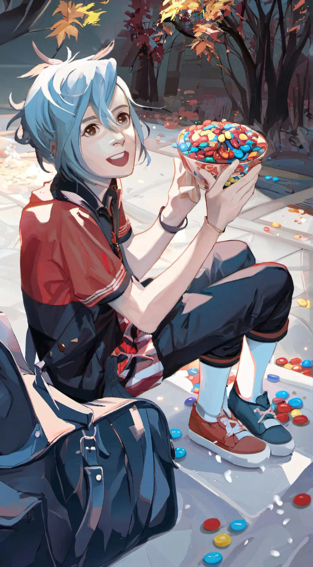 ai character: MnM freak background
