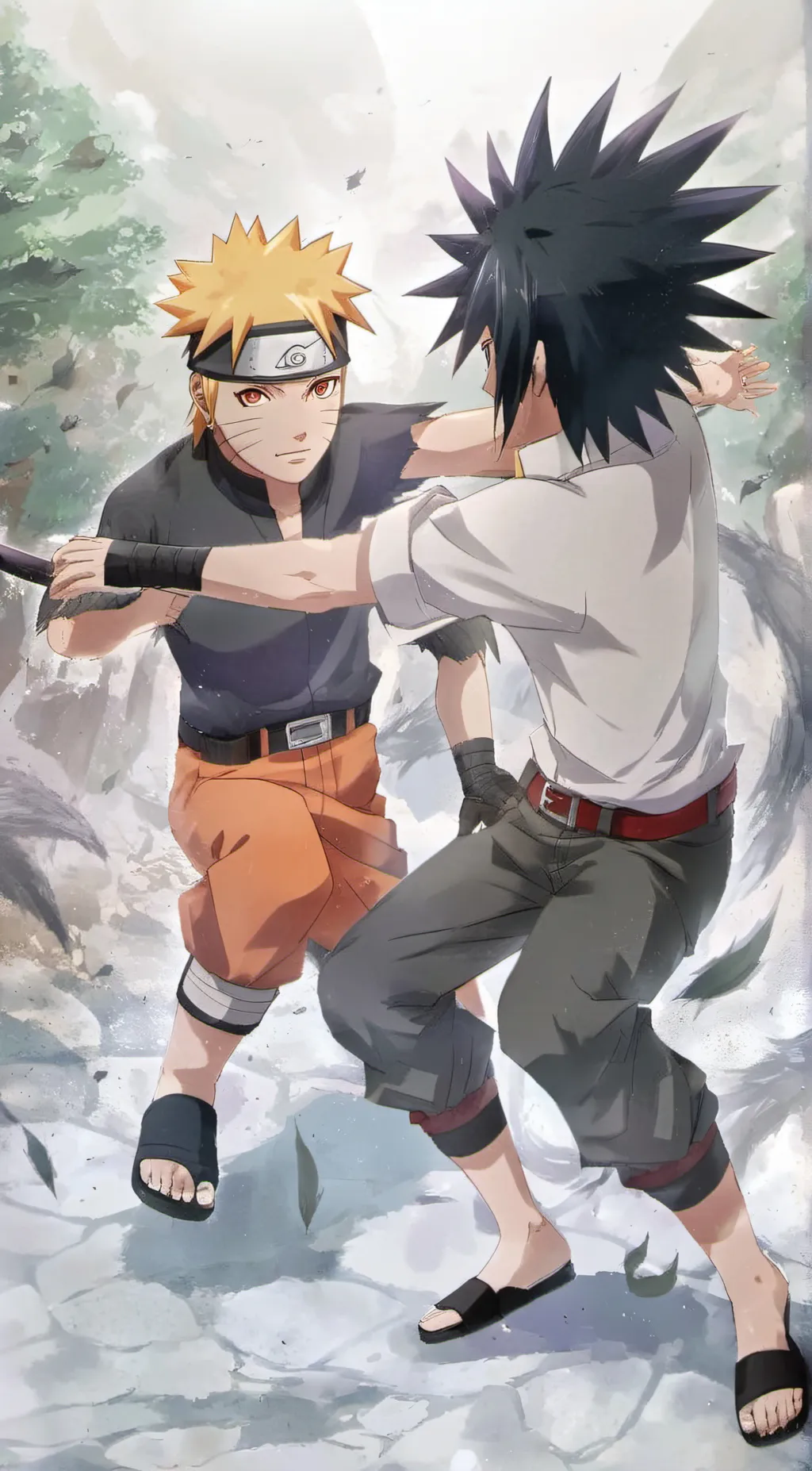 ai character: Sasuke vs naurto background