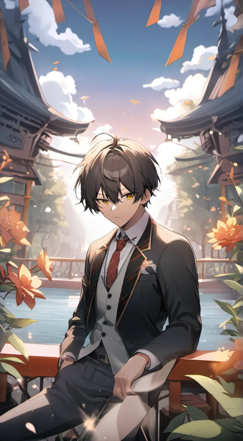 ai character: Flame background
