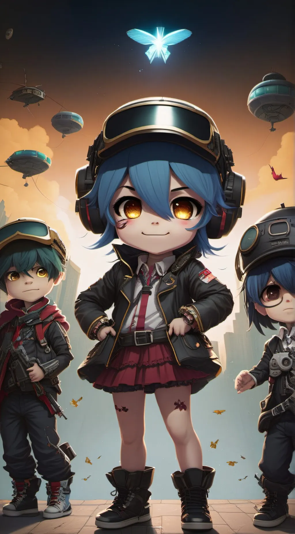 ai character: N, Uzi and V background