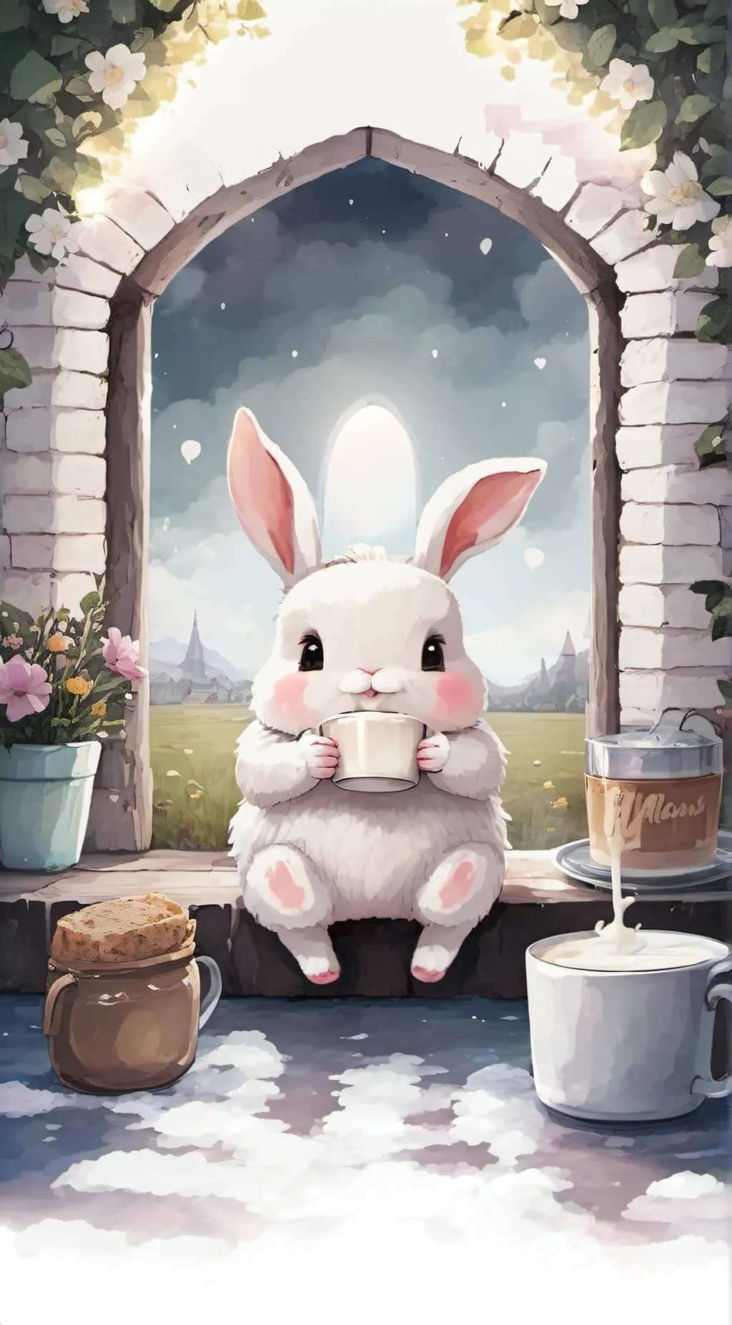 ai character: cute lil bunni :3 background