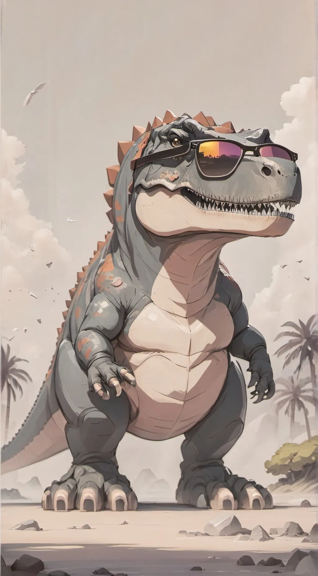 ai character: big toes t rex background