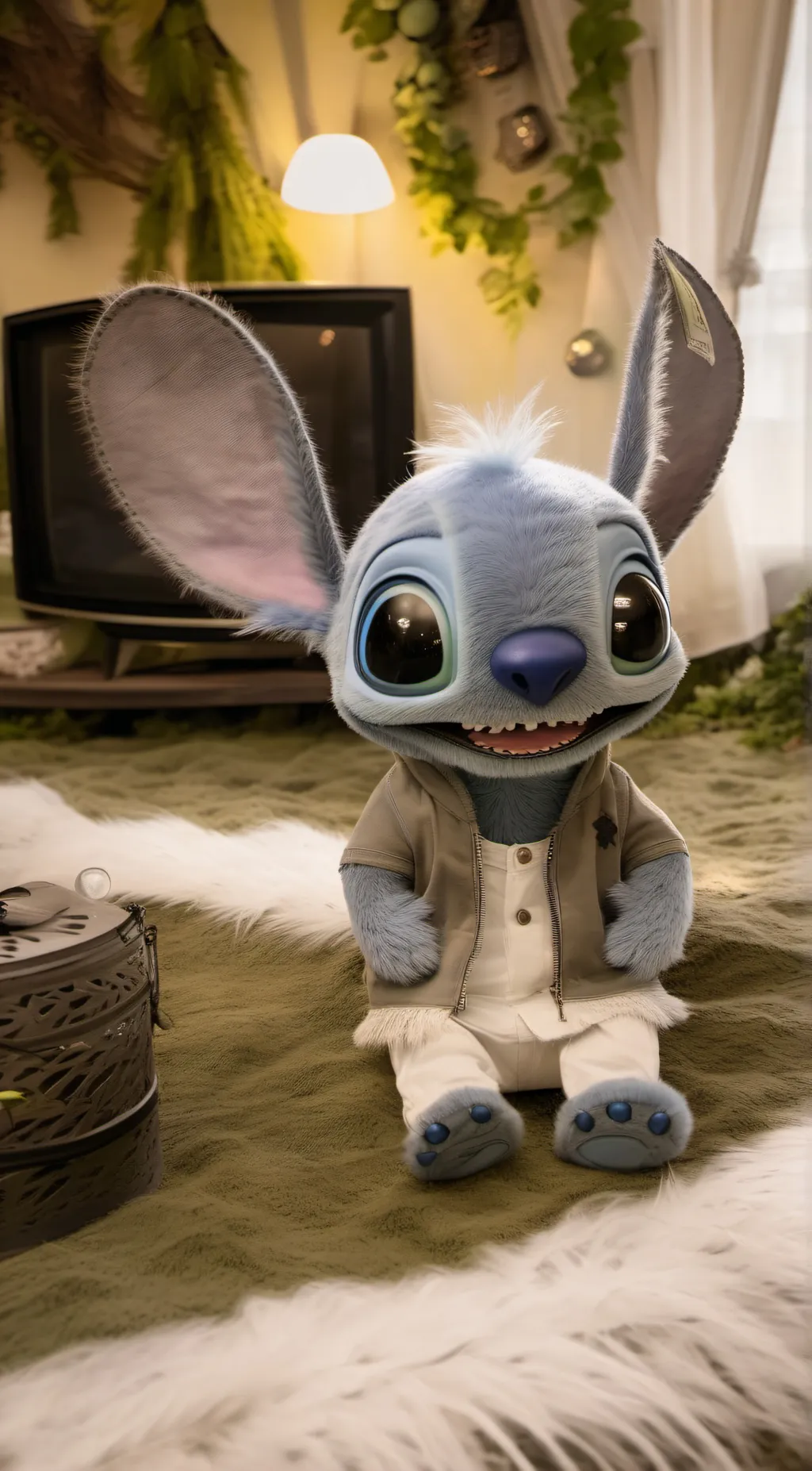 ai character: Stitch  background