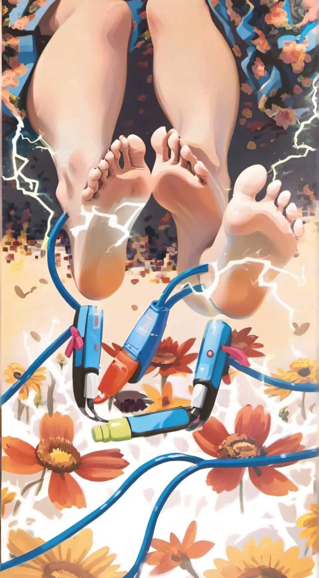 ai character: feet tickled  background