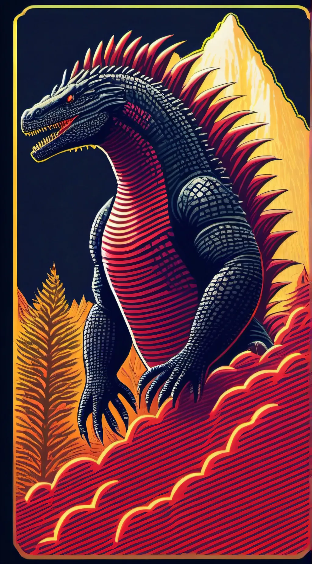 ai character: Gojira 2099 background