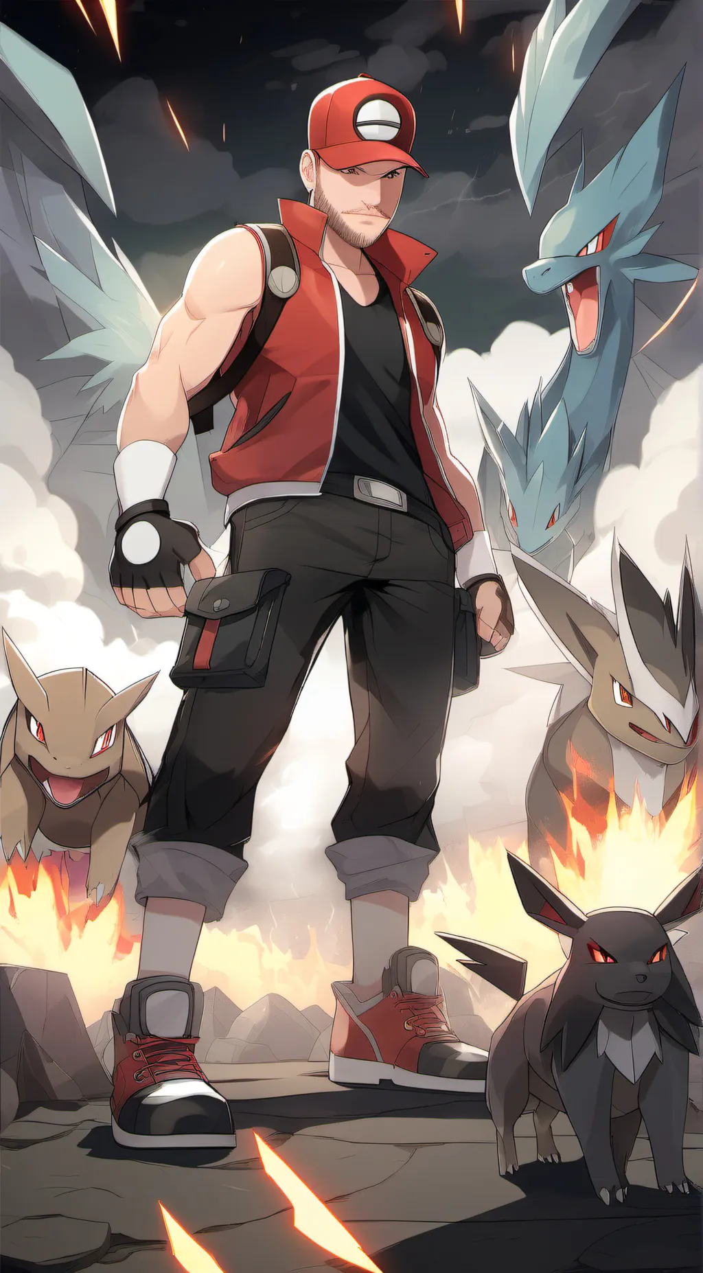 ai character: Trainer Red  background