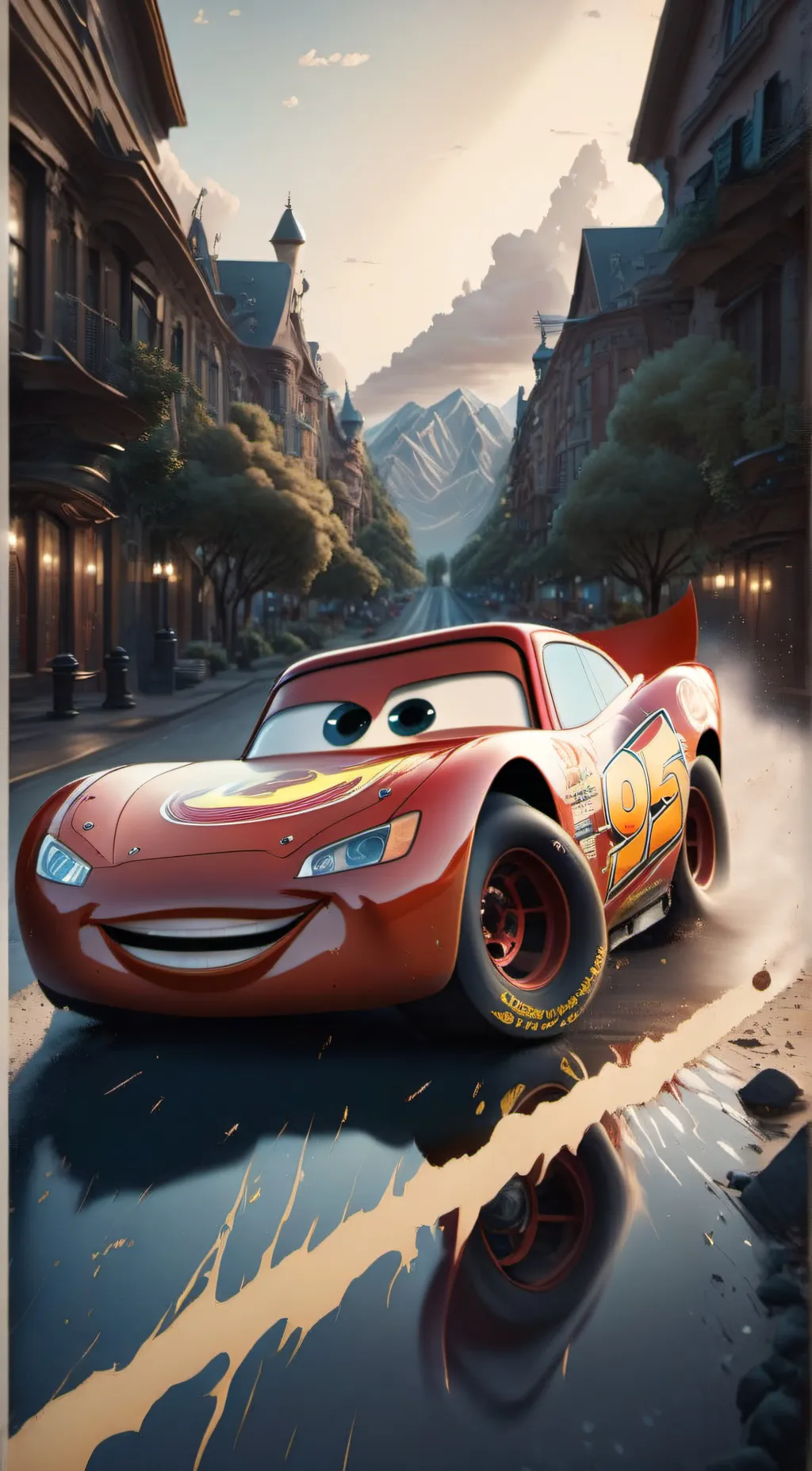 ai character: lightning McQueen background