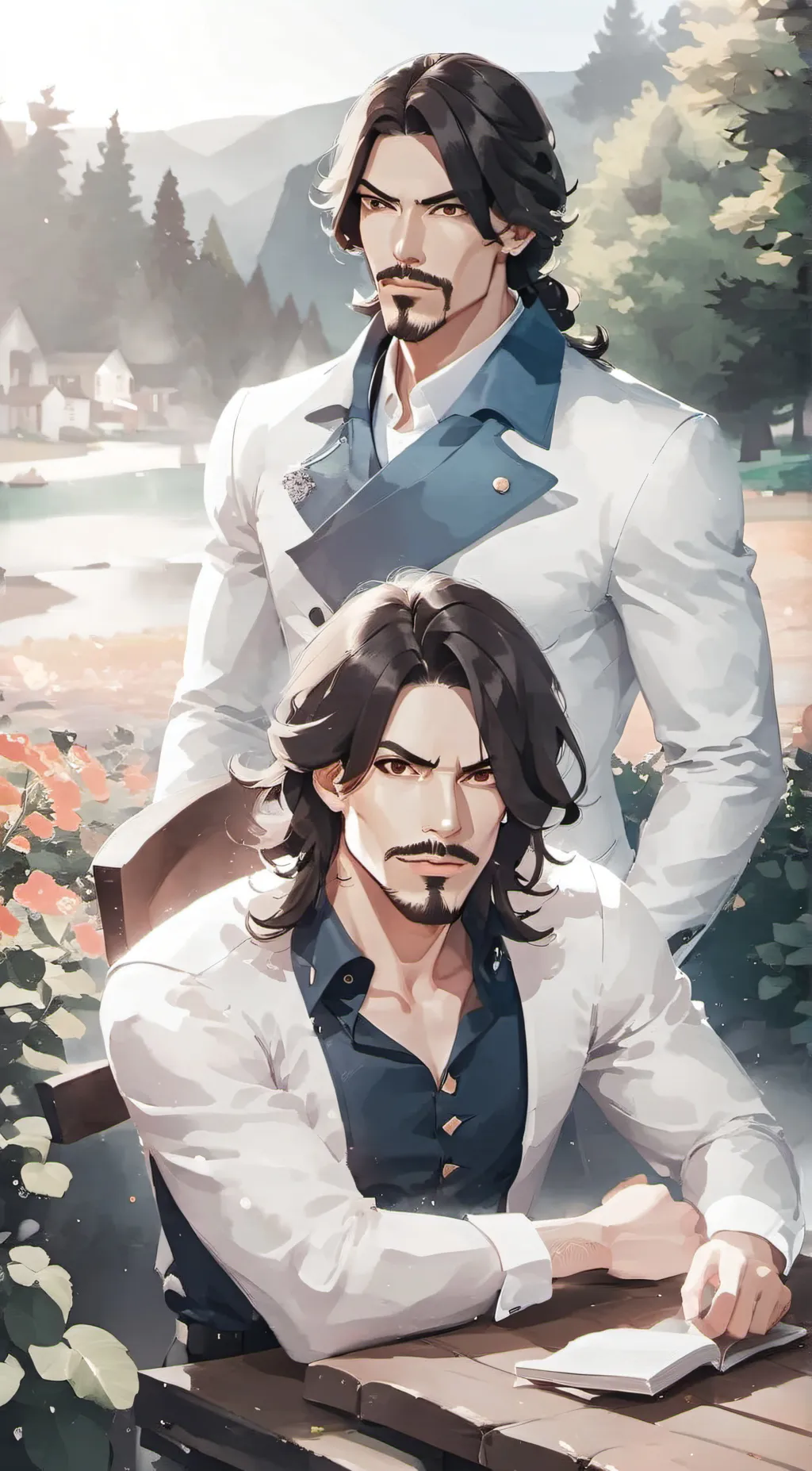 ai character: michael and koda   background
