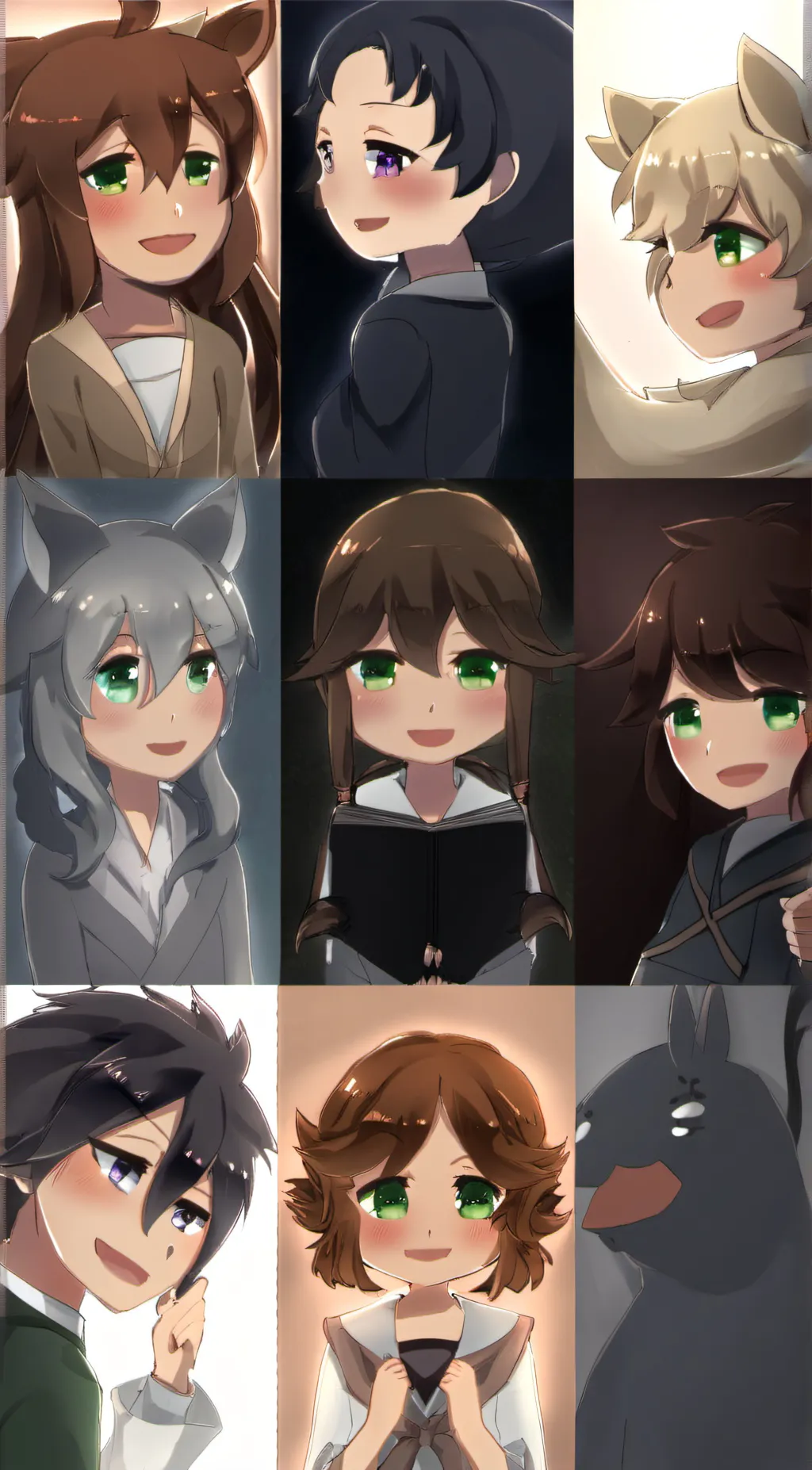 ai character: maggie, mika, noah background