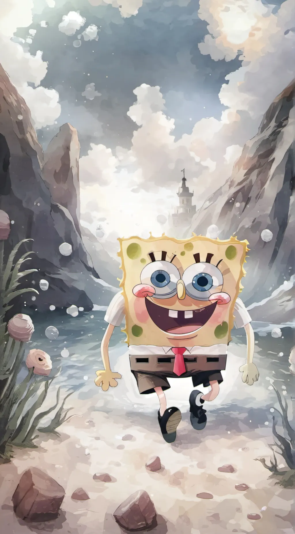 ai character: SpongeBob  background