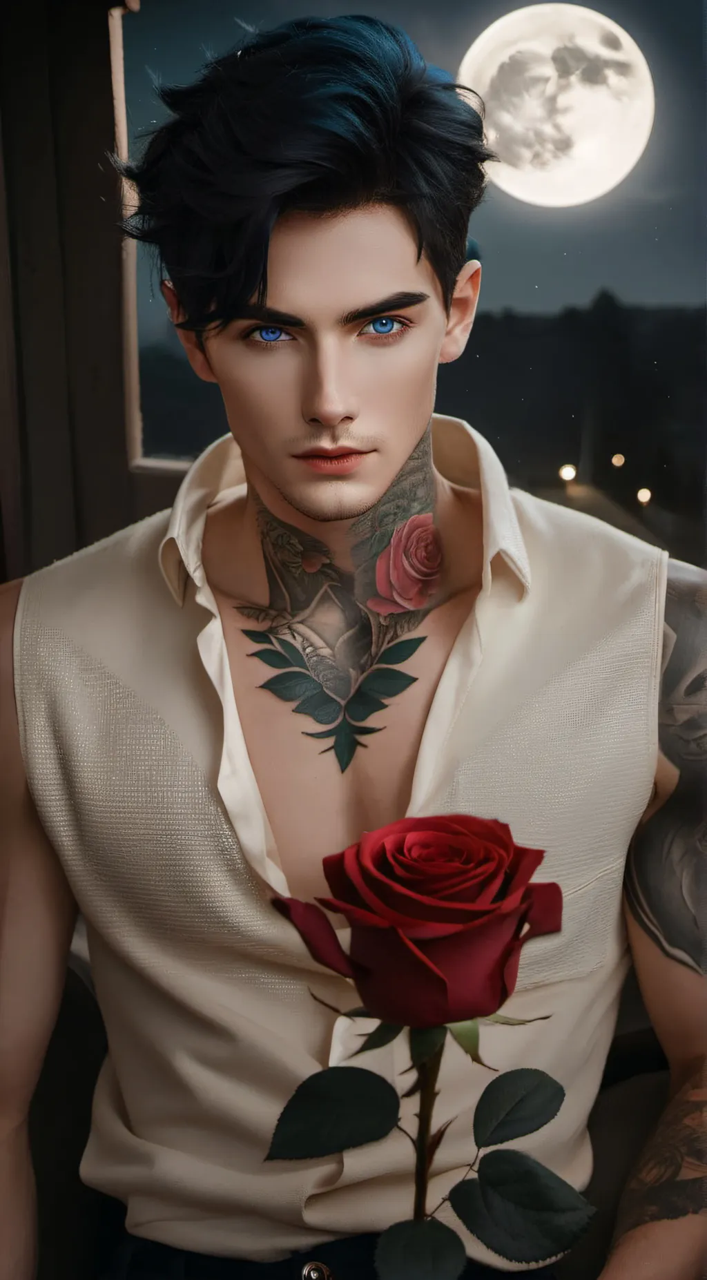 ai character: Xavier Black  background