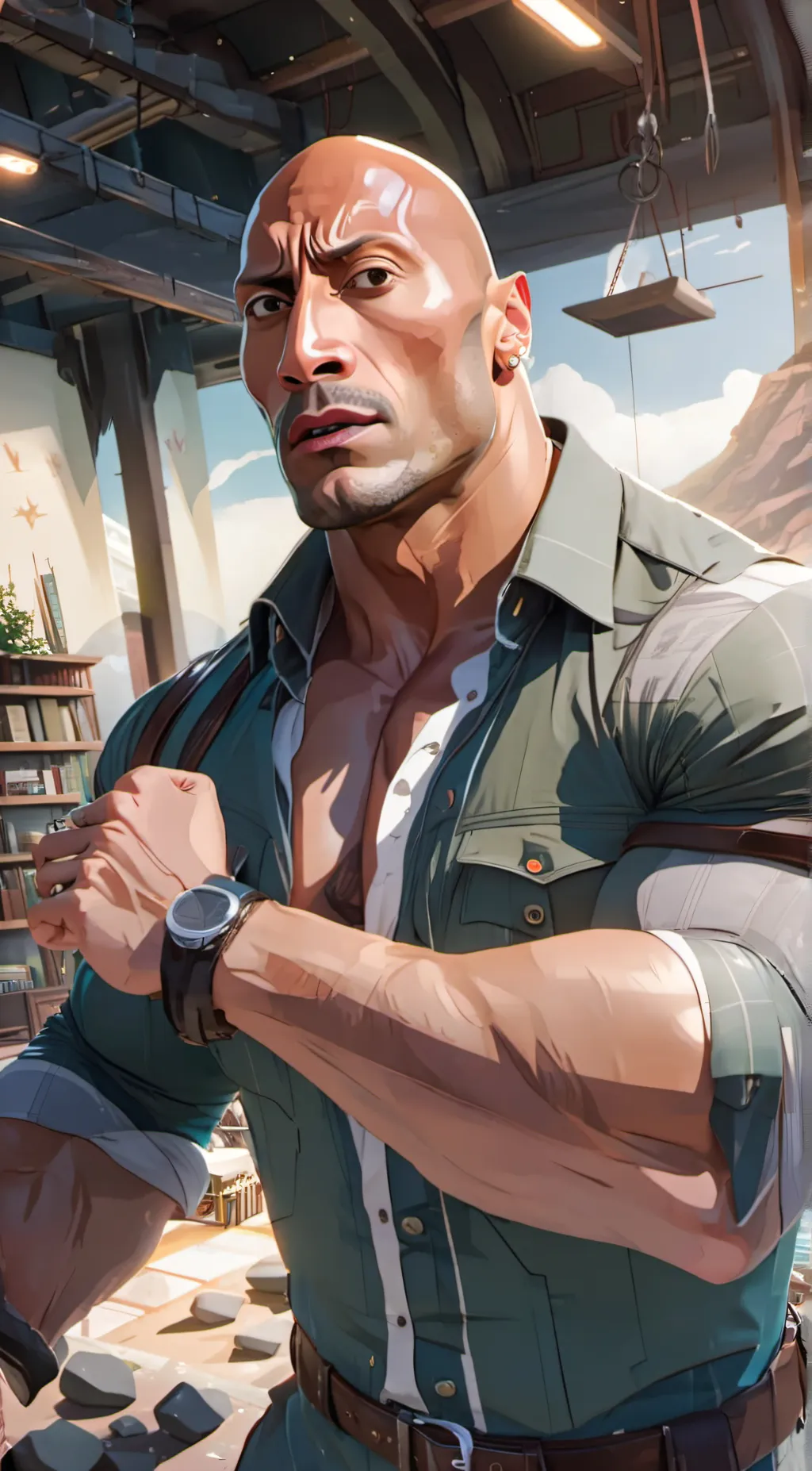 ai character: THE ROCK background