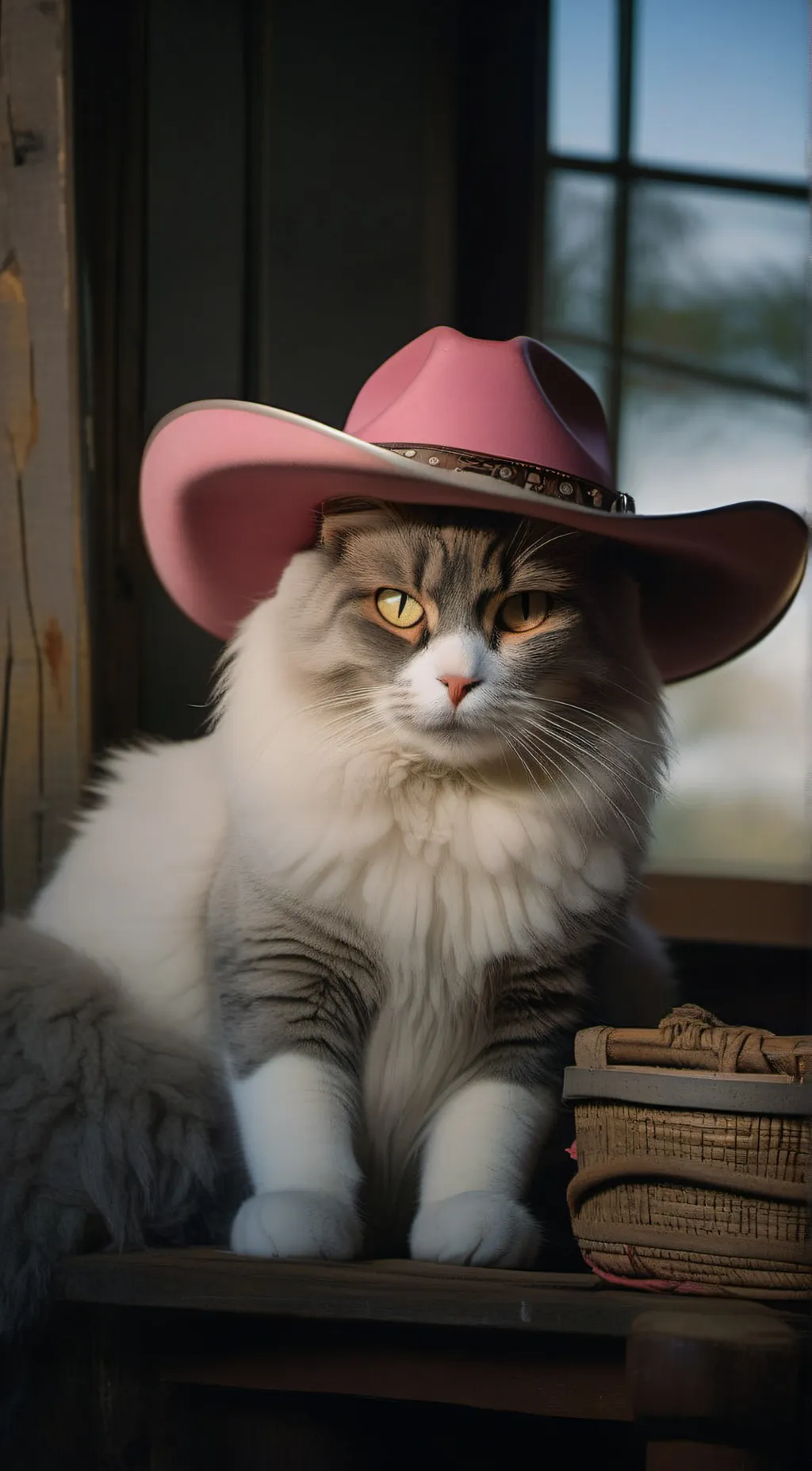 ai character: Cowboy Cat background