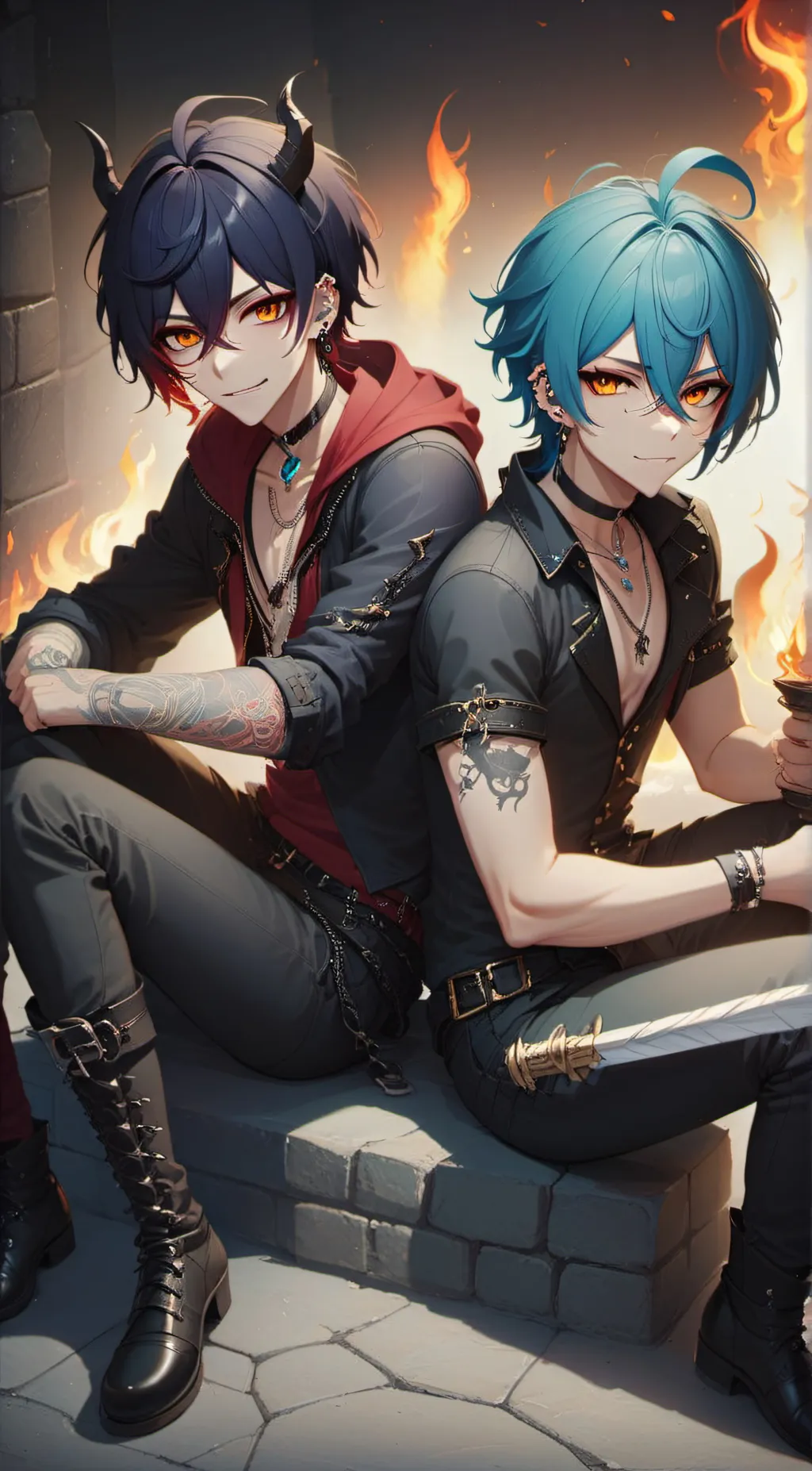 ai character: James and Ren  background