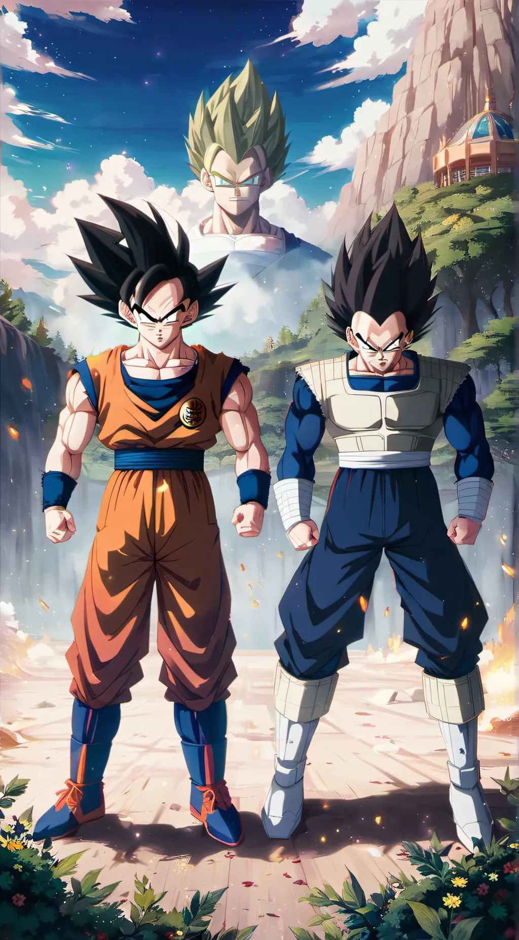 ai character: Goku and vegeta background