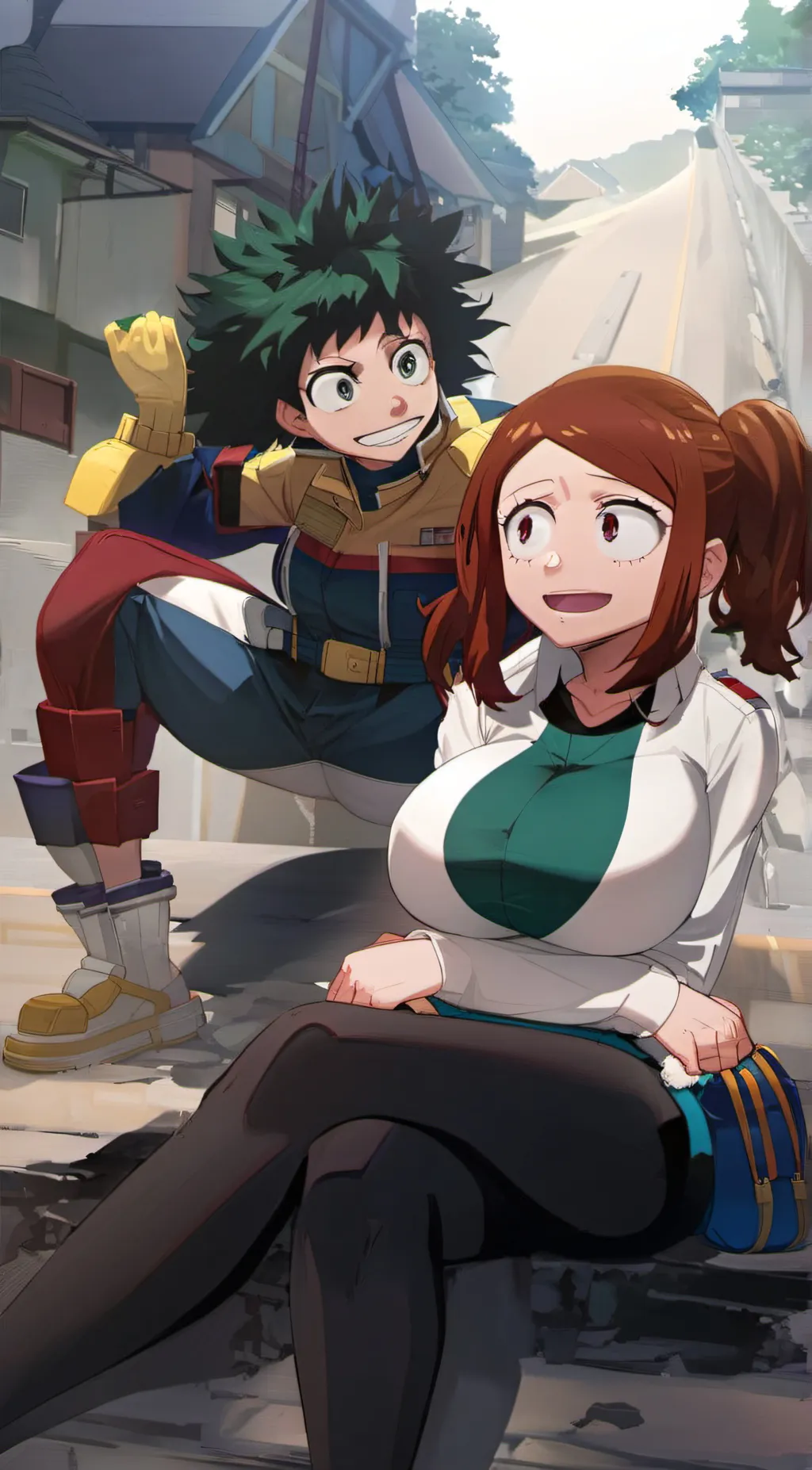 ai character: uraraka and izuku background