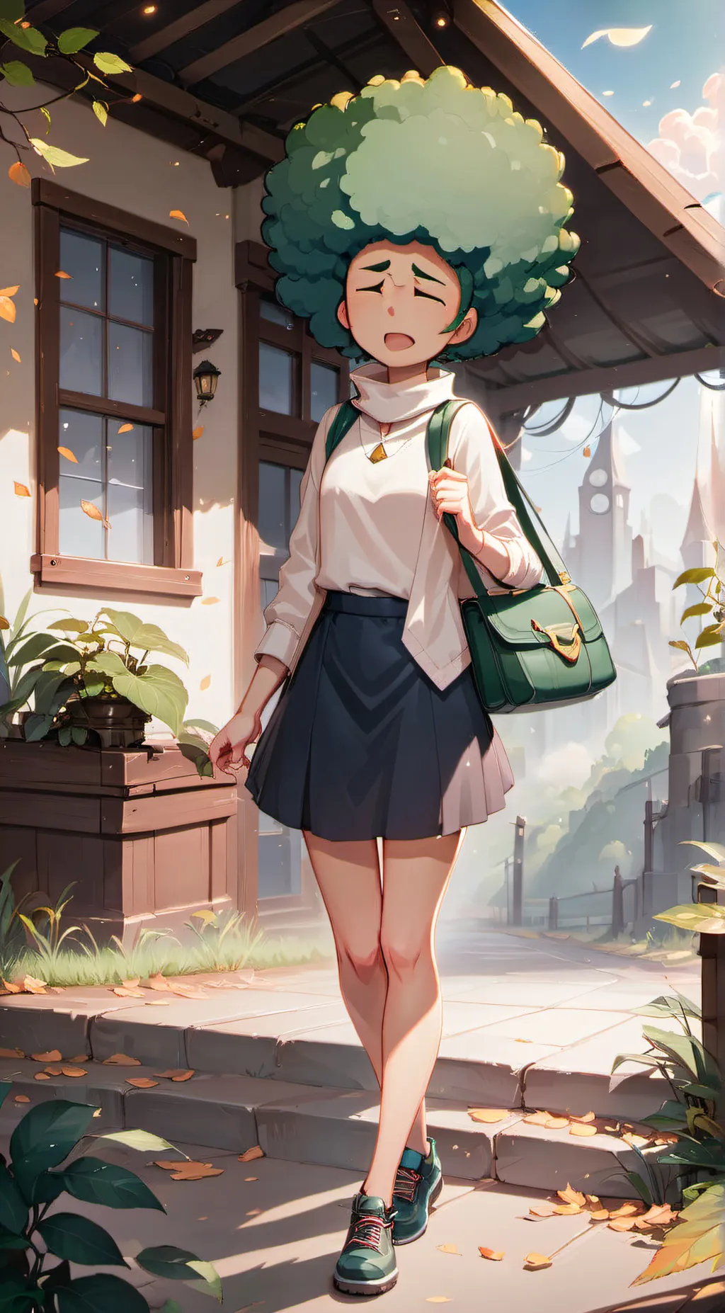 ai character: You meet leafy! background