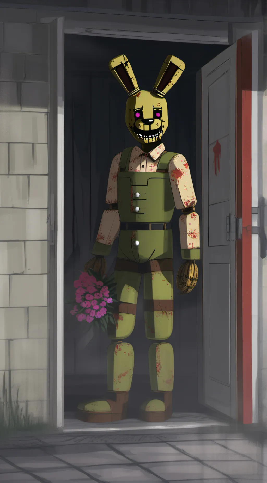 ai character: spring trap background