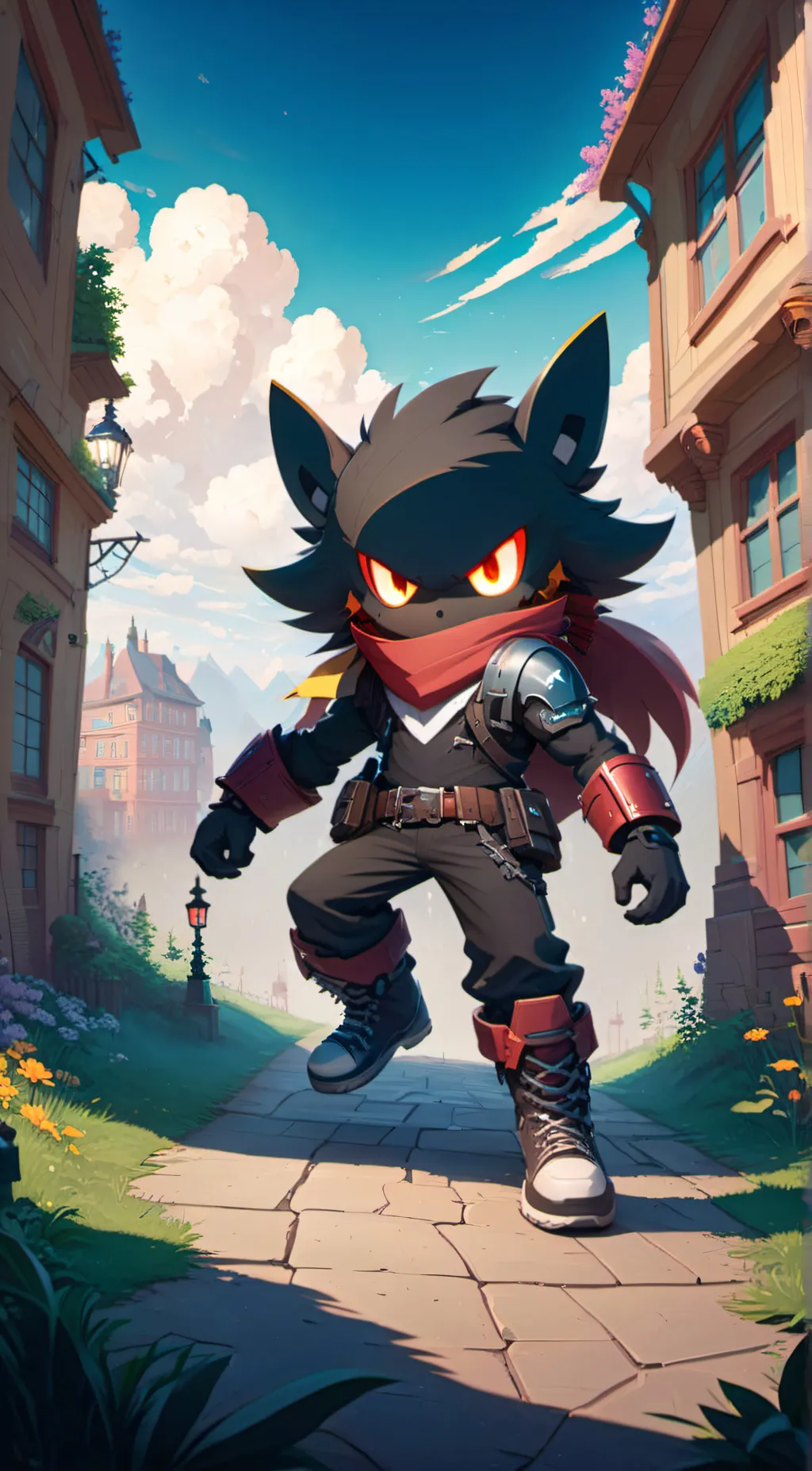 ai character:  shadow thehedgeog background