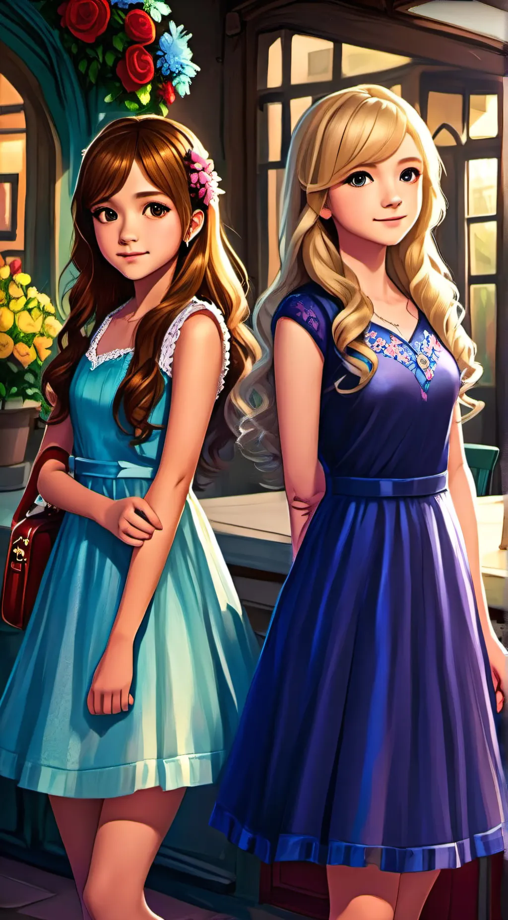 ai character: Tina And Taylor background