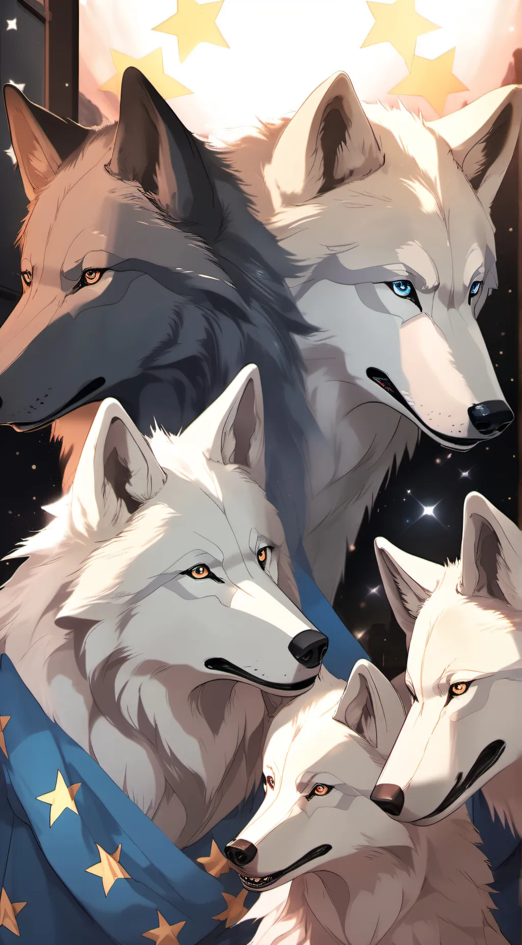 ai character: Wolf sisters,1 bro background