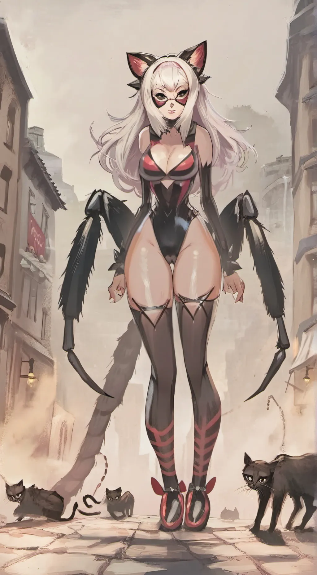 ai character: spider cat girl background