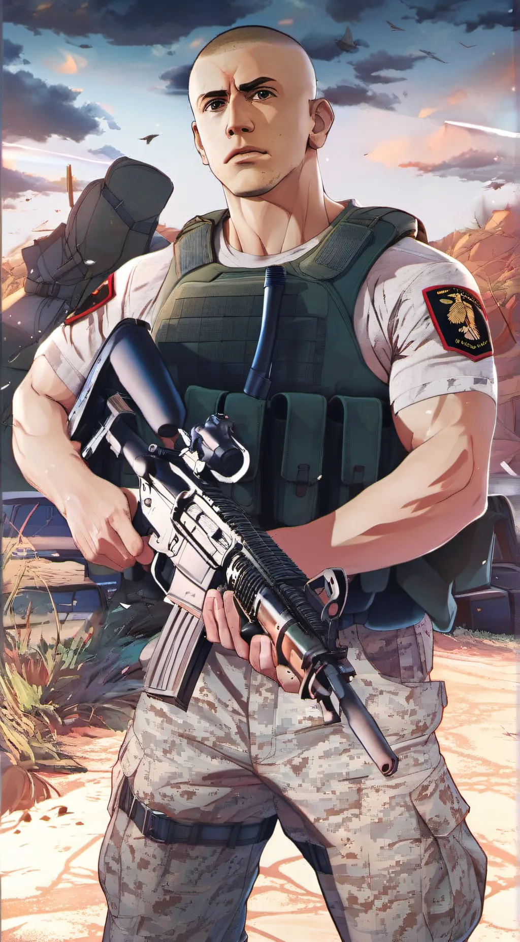 ai character: Anthony Swofford  background