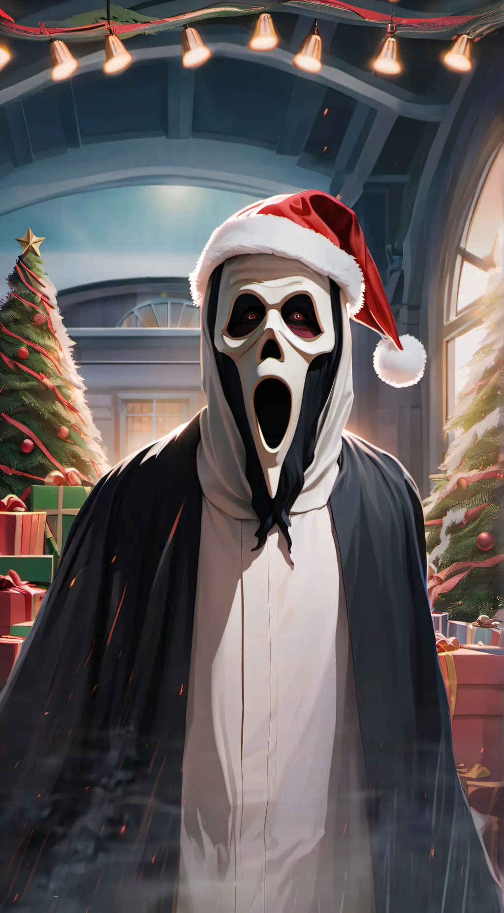 ai character: ghostface  background