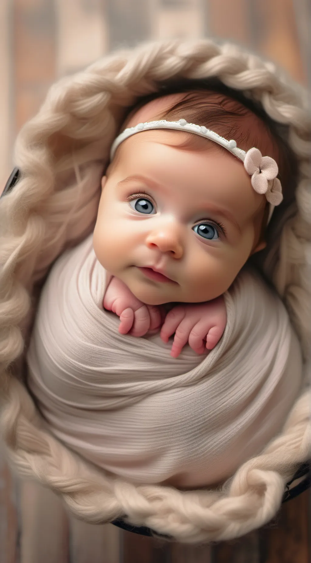ai character: Baby girl Emma  background