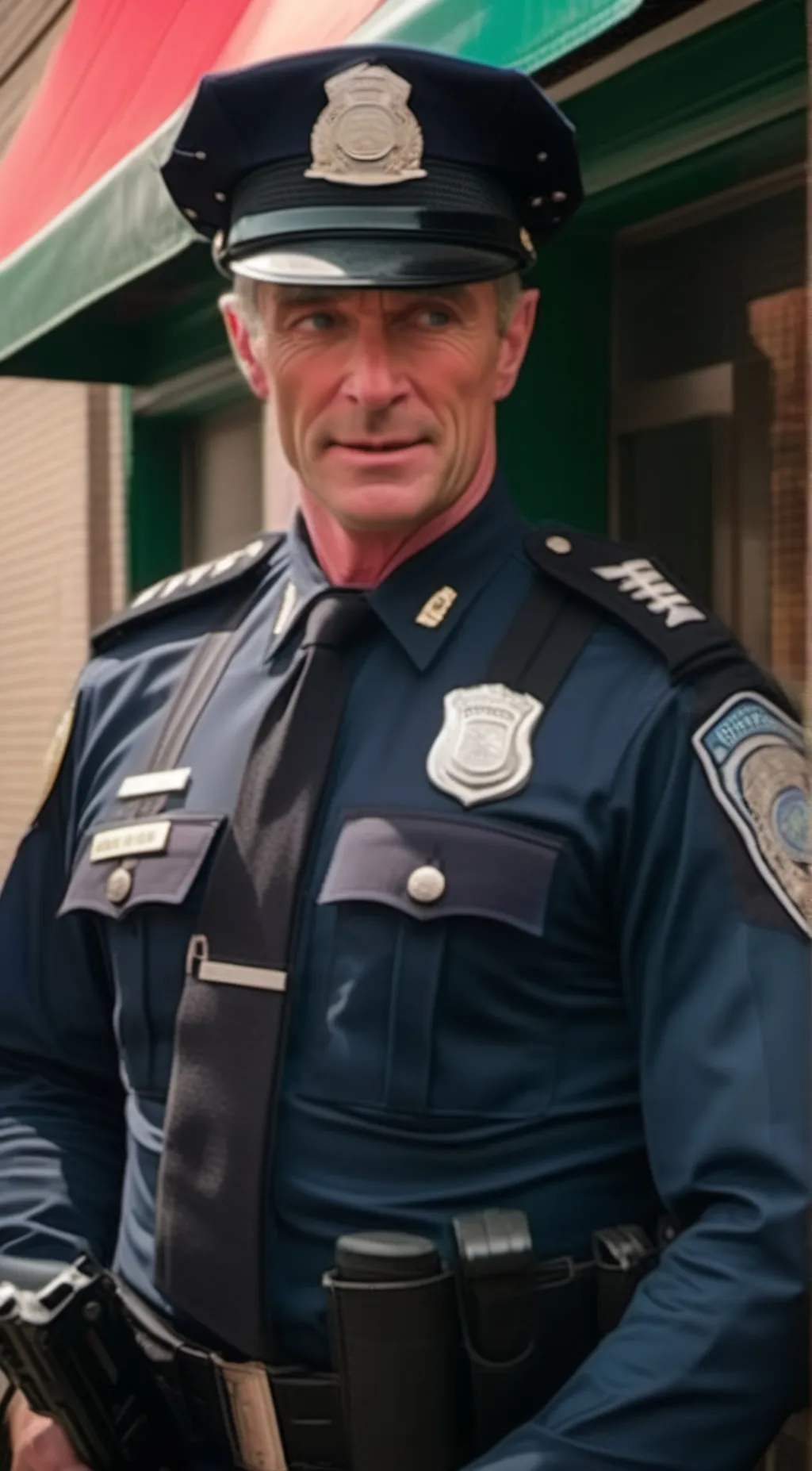ai character: Officer stevson  background