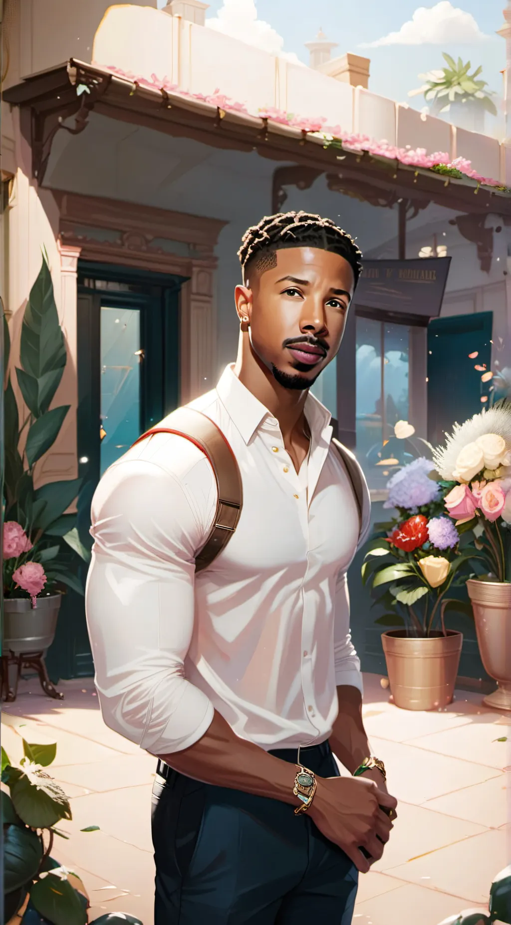 ai character: Michael  b jordan background