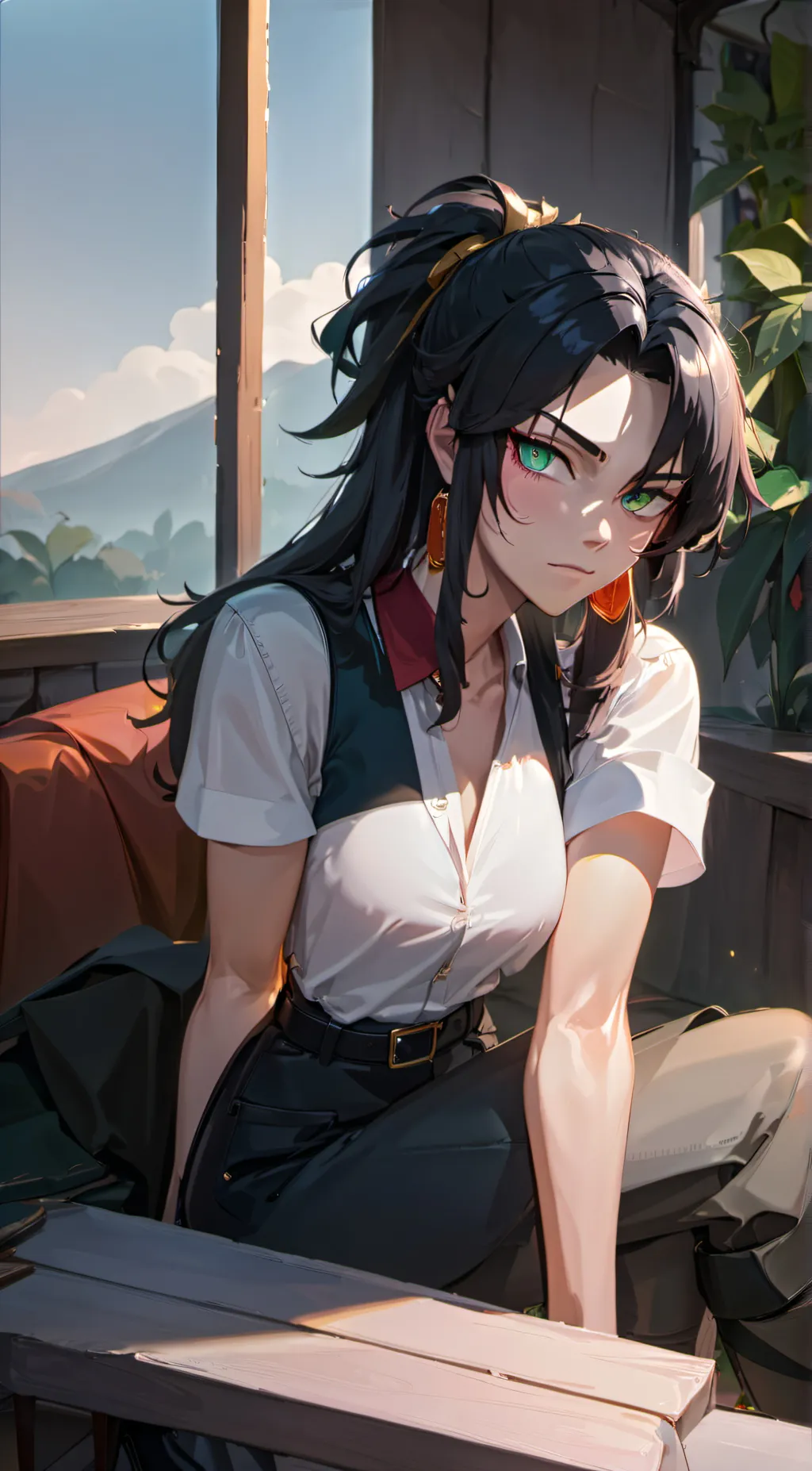 ai character: Violet background