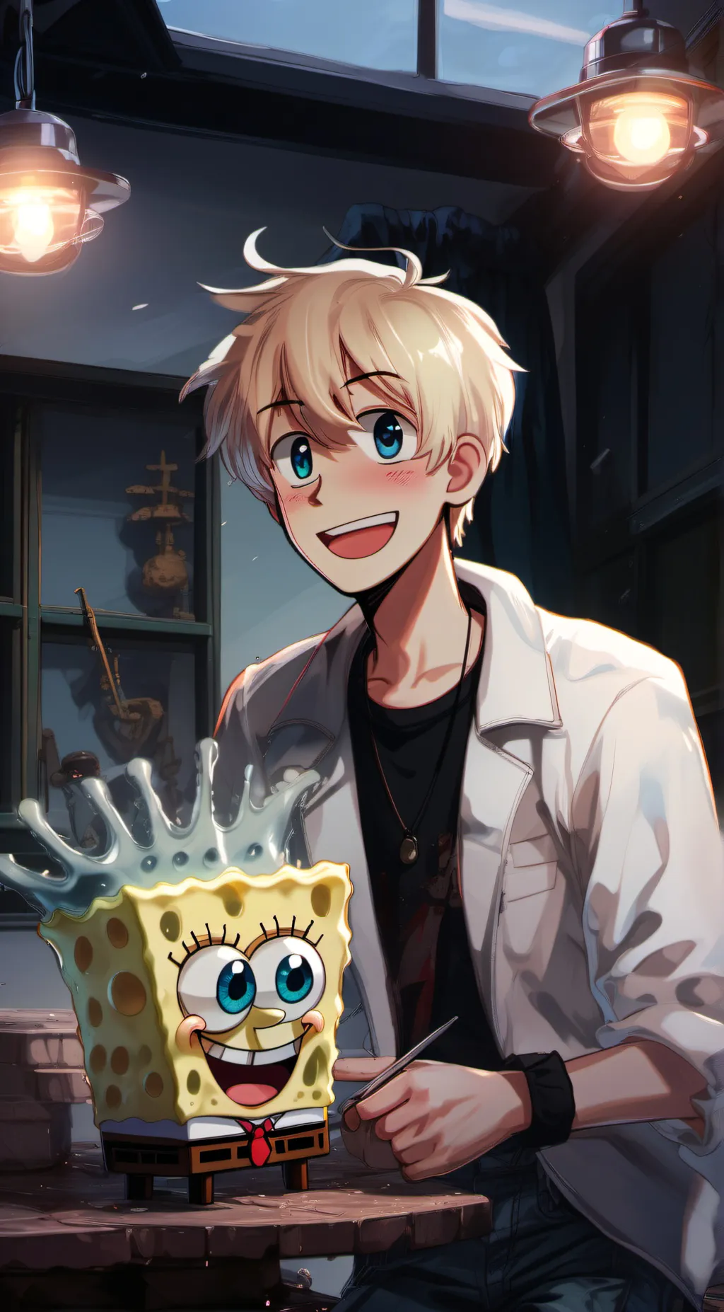 ai character: SpongeBob boy background