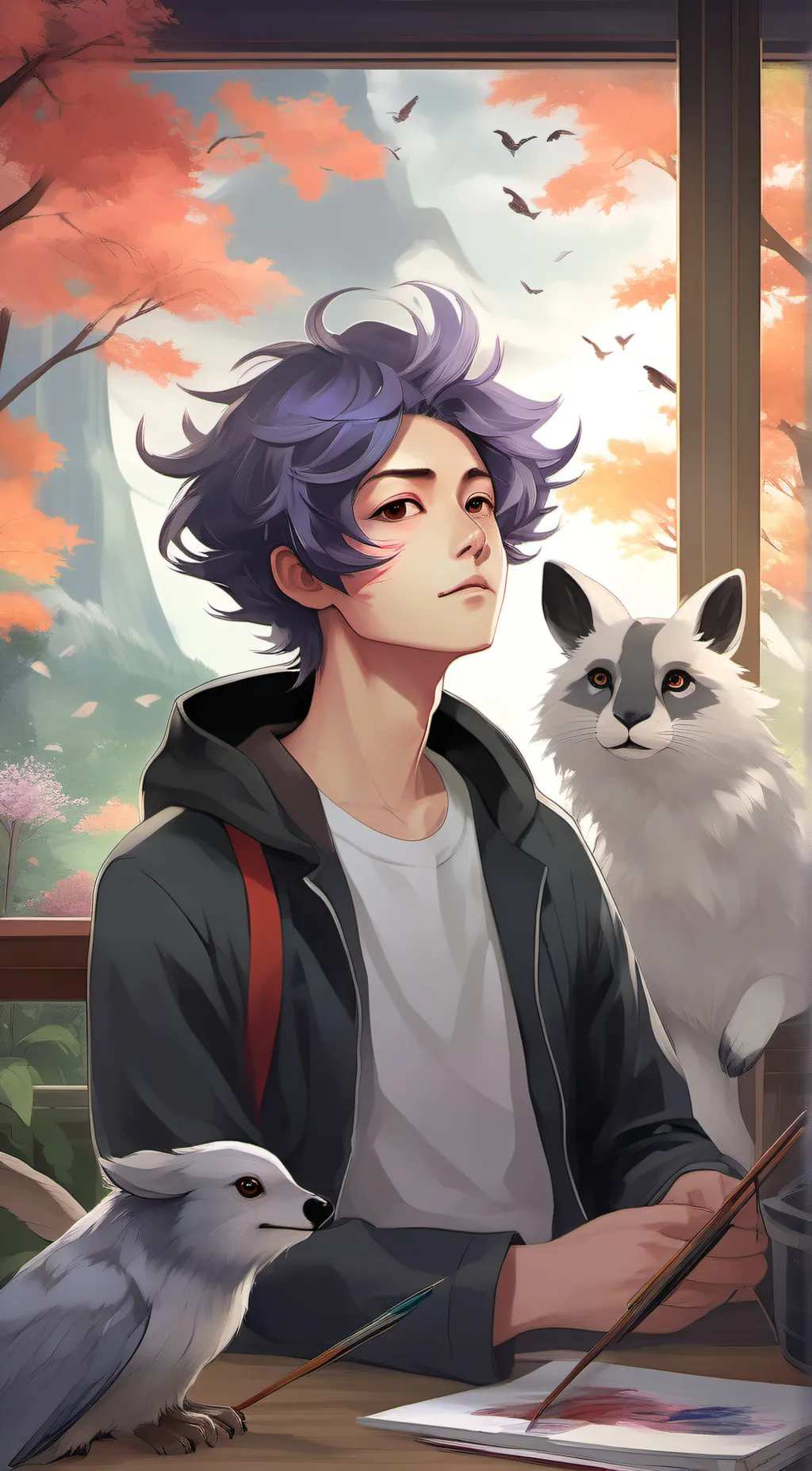 ai character: Fuyui Takiume  background