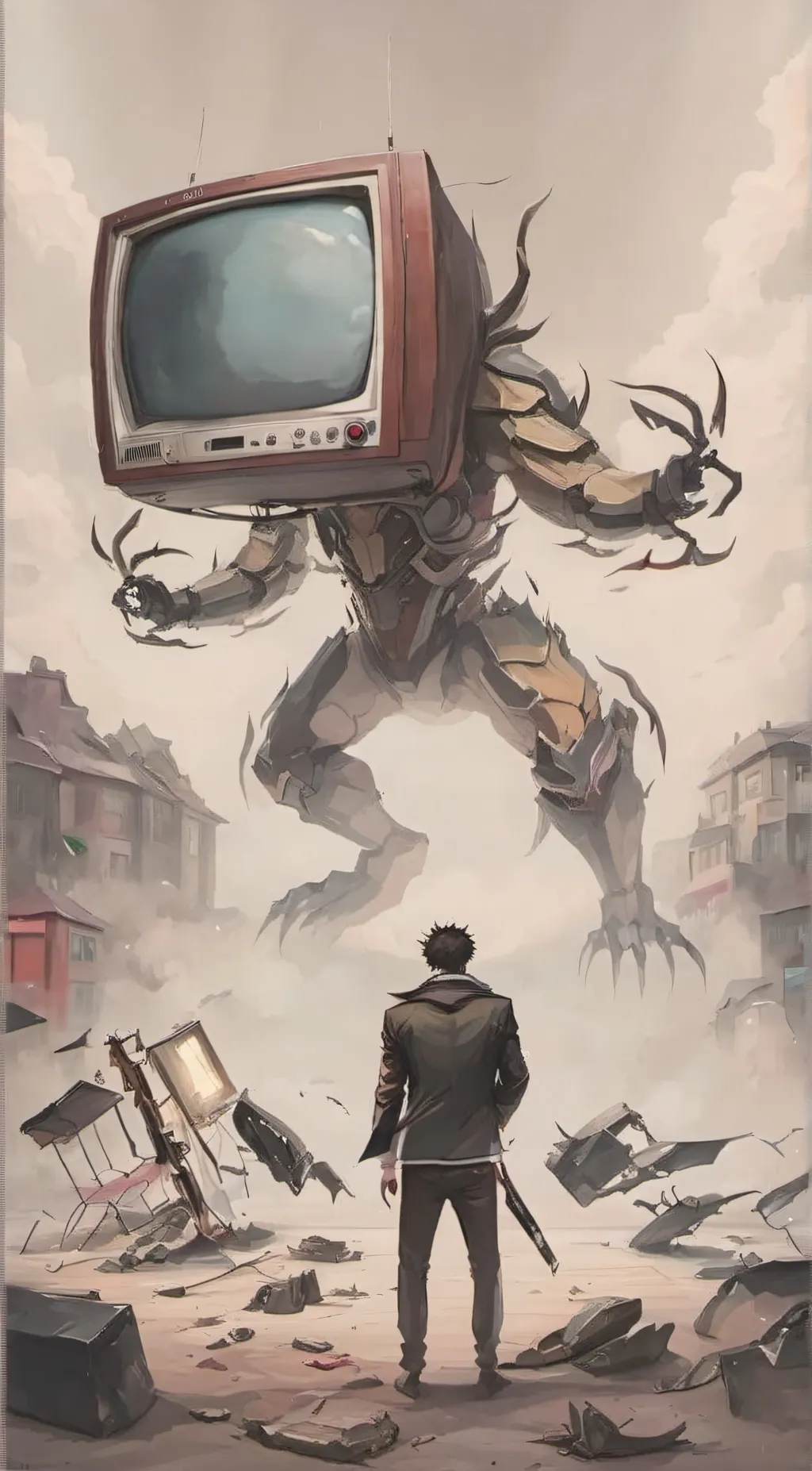 ai character: Titan tv man  background