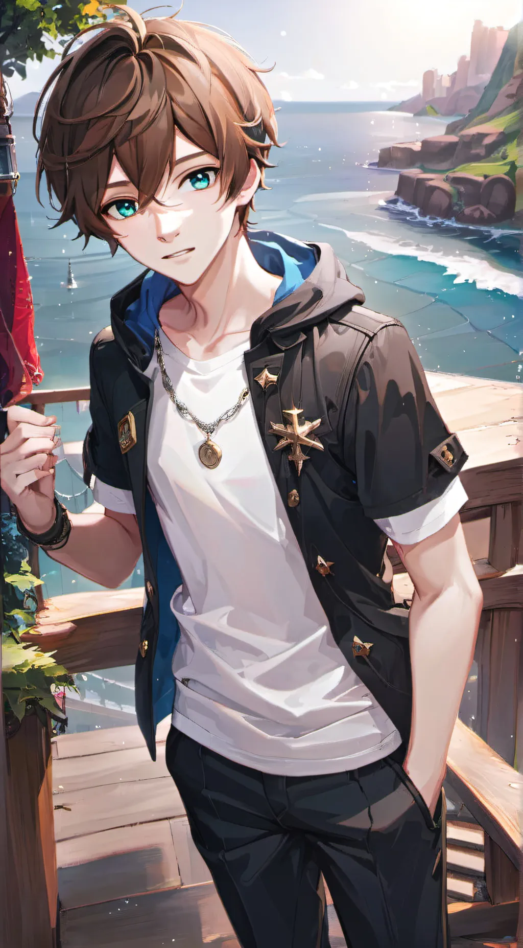 ai character: ocean background