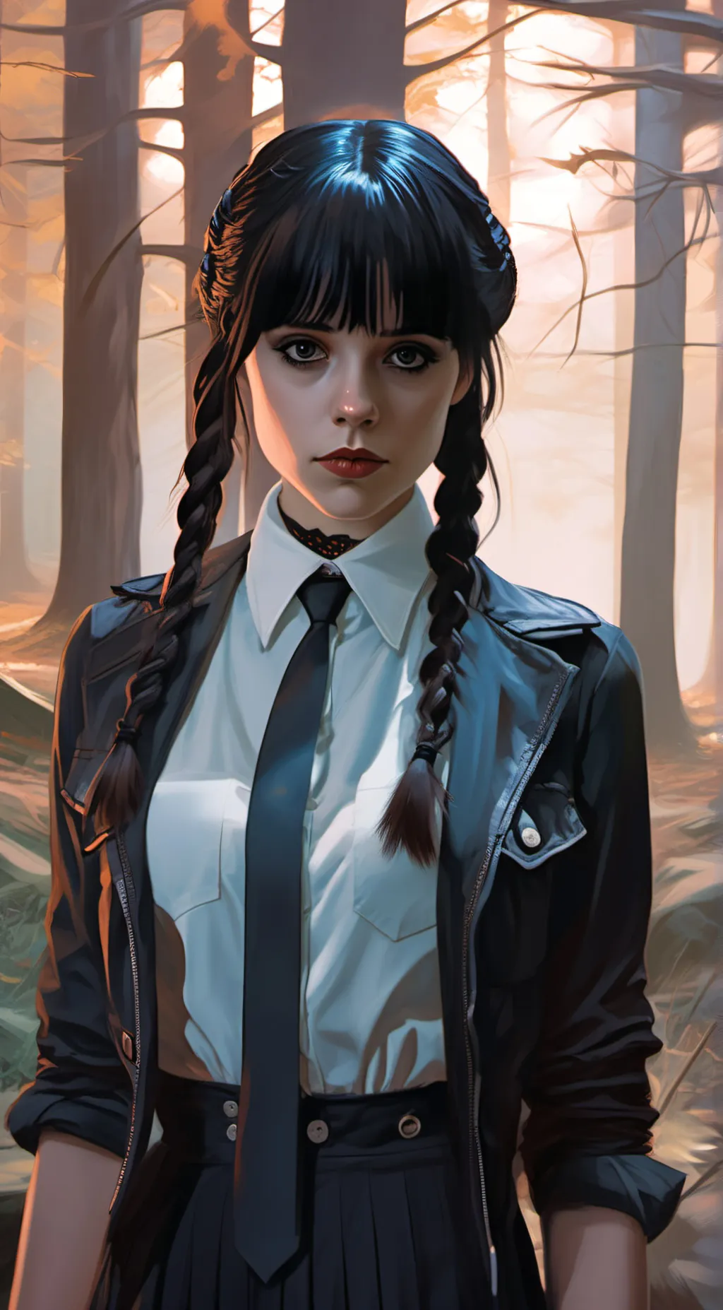ai character: Wendsday Addams  background